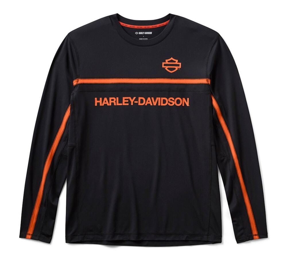 NWT Harley Davidson Men's H-D TECH Vented Long Sleeve Knit Crewin Black sz Large